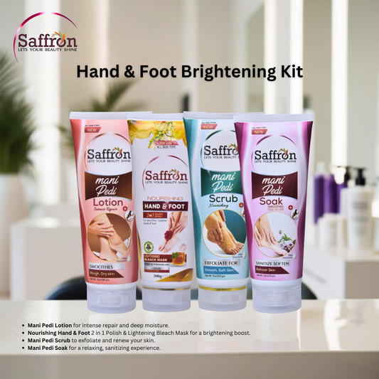 Saffron Hand & Foot Brightening Kit - 4-Step Mani Pedi Care for Smooth, Radiant Skin