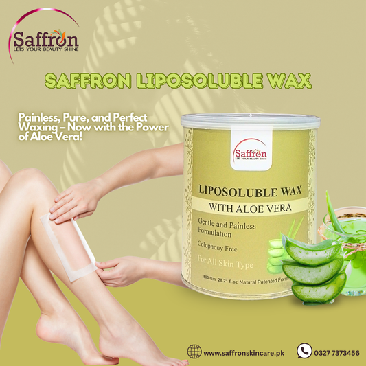 Saffron Liposoluble Wax with Aloe Vera – 800g | Painless Hair Removal | For All Skin Types | Colophony-Free