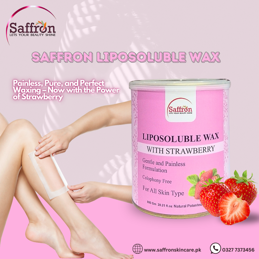 Saffron Liposoluble Wax with Strawberry β 800g | Painless Hair Removal | For All Skin Types | Colophony-Free