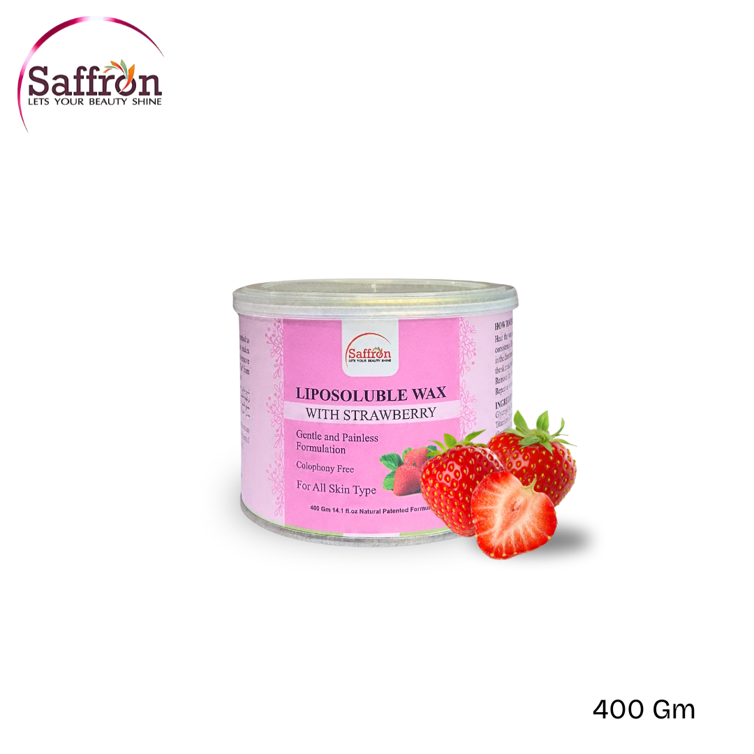 Saffron Liposoluble Wax with Strawberry– 400g | Fruity Hair Removal Wax