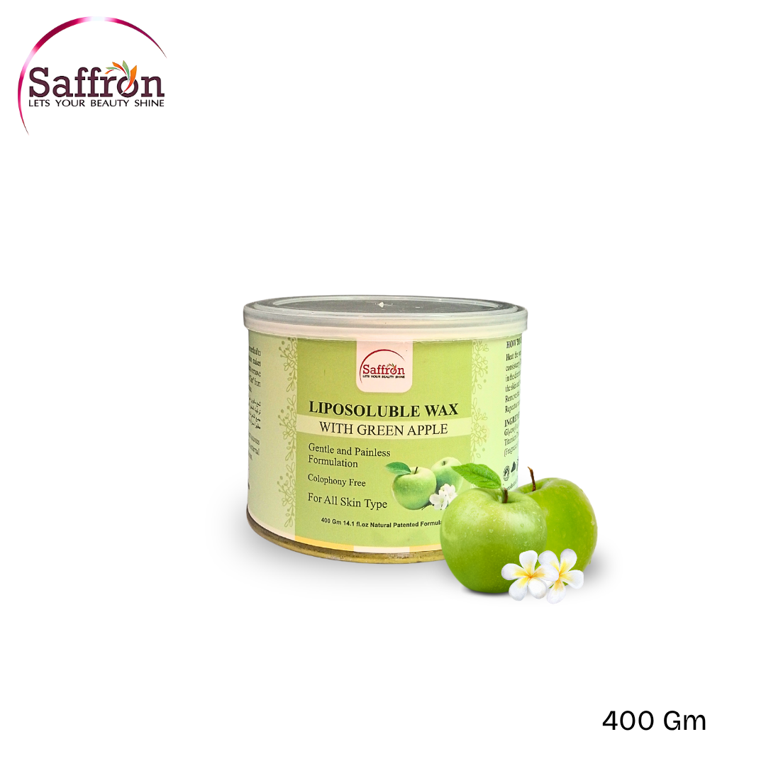 Saffron Liposoluble Wax with Green Apple – 400g | Fruity Hair Removal Wax