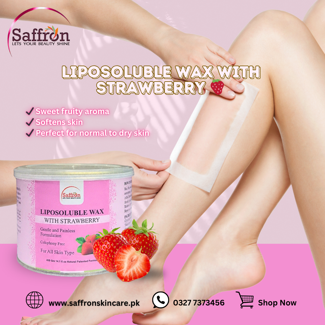 Saffron Liposoluble Wax with Strawberry– 400g | Fruity Hair Removal Wax