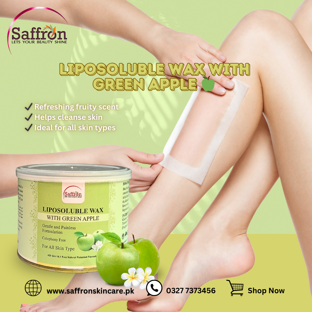 Saffron Liposoluble Wax with Green Apple – 400g | Fruity Hair Removal Wax