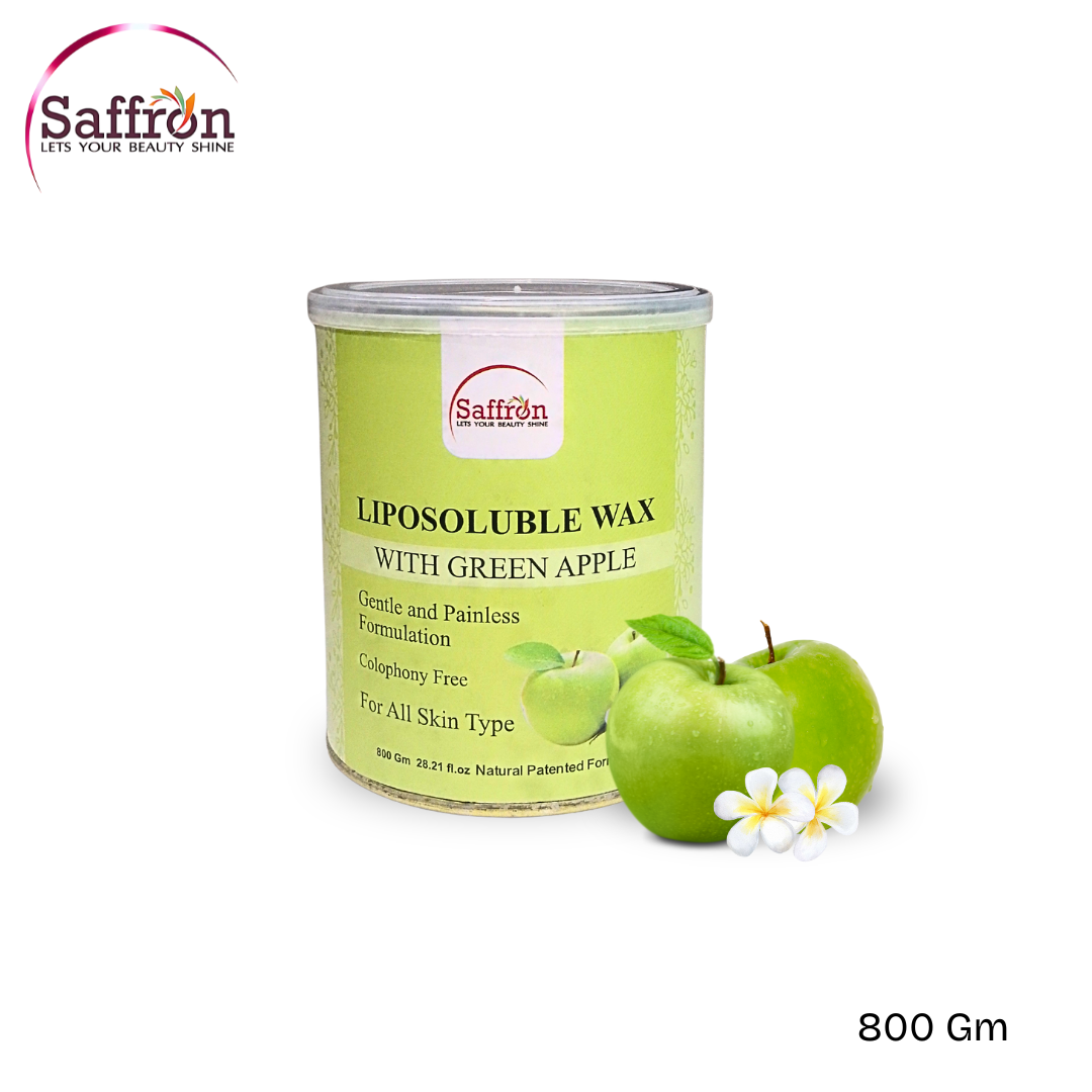 Saffron Liposoluble Wax with Green Apple β 800g | Painless Hair Removal | For All Skin Types | Colophony-Free