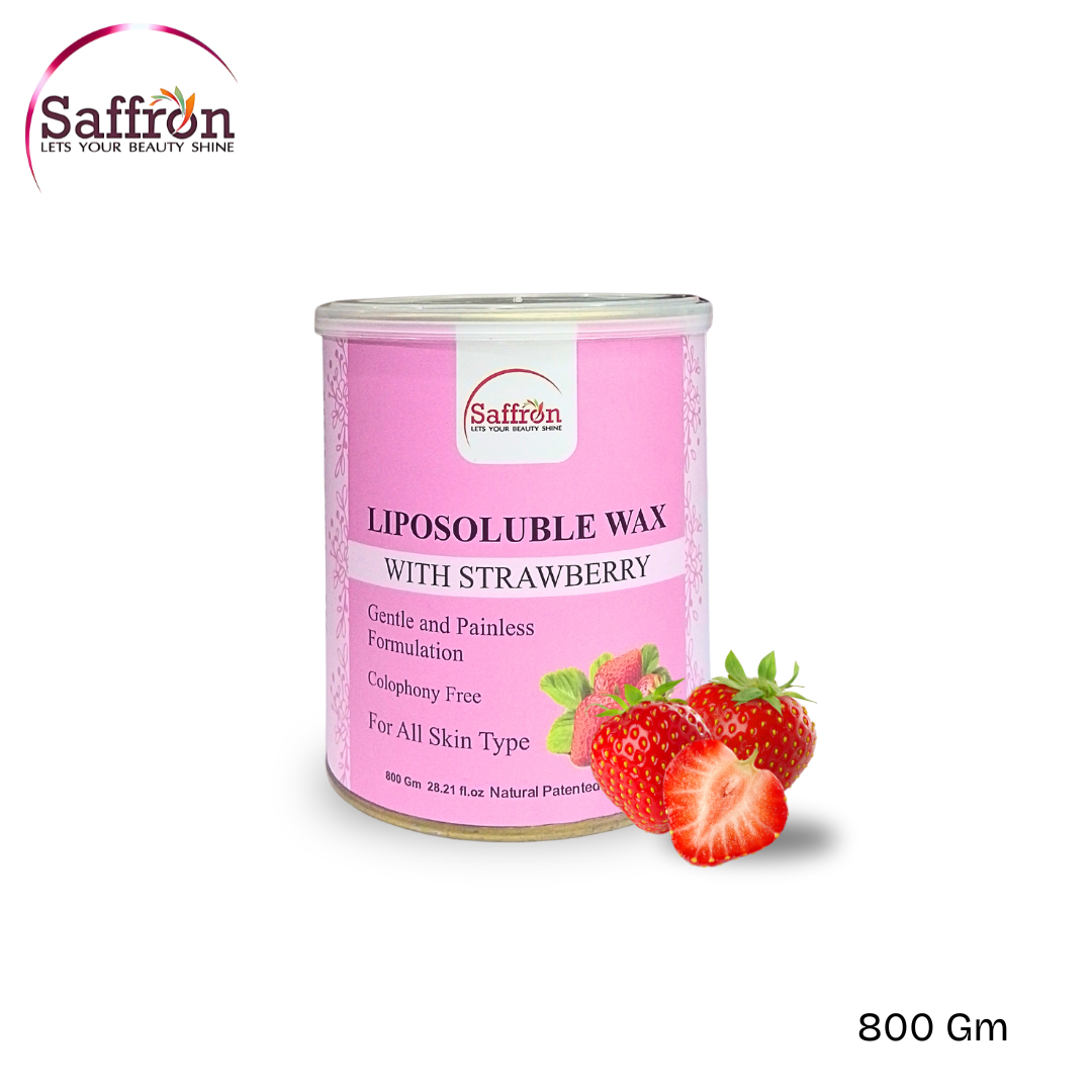 Saffron Liposoluble Wax with Strawberry β 800g | Painless Hair Removal | For All Skin Types | Colophony-Free