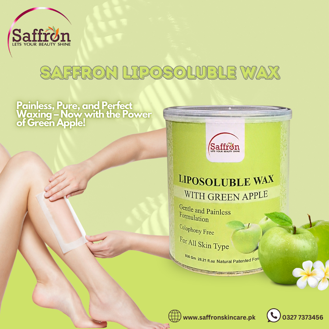 Saffron Liposoluble Wax with Green Apple β 800g | Painless Hair Removal | For All Skin Types | Colophony-Free