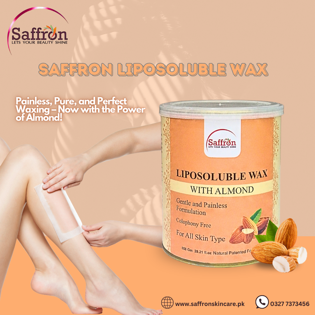 Saffron Liposoluble Wax with Almond β 800g | Painless Hair Removal | For All Skin Types | Colophony-Free
