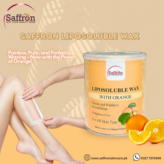 Saffron Liposoluble Wax with Orange – 800g | Painless Hair Removal | For All Skin Types | Colophony-Free