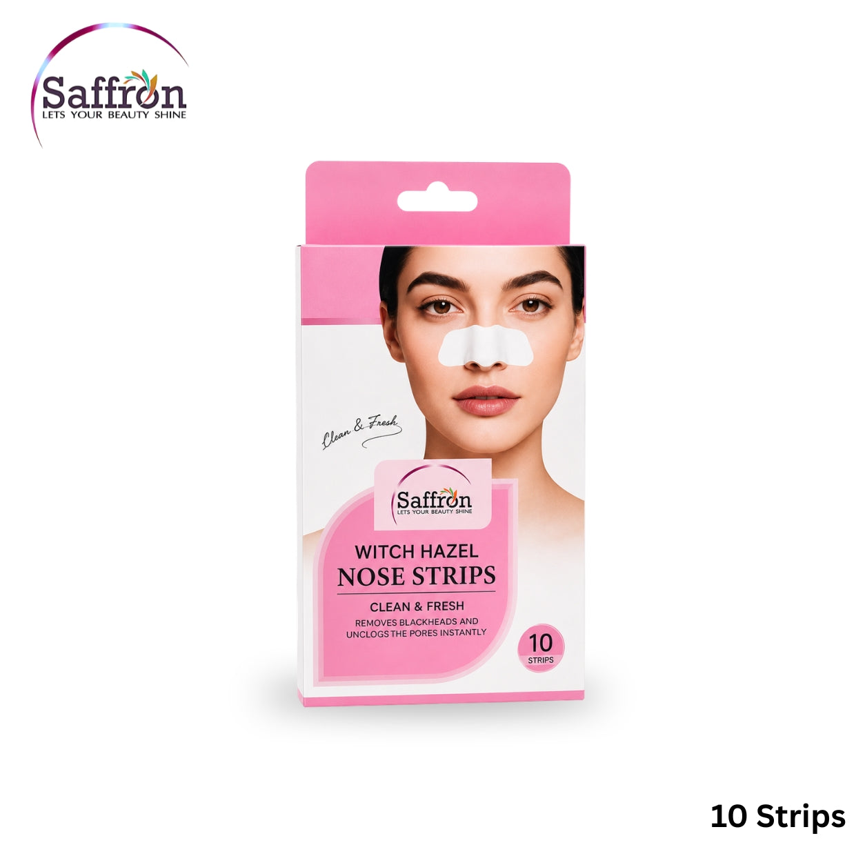 Saffron Witch Hazel Nose Strips – Blackhead Remover & Pore Cleansing Strips (10 Strips)