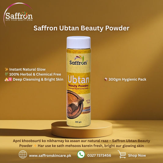 Saffron Ubtan Beauty Powder 300gm – 100% Herbal Skin Brightening & Natural Glow Formula