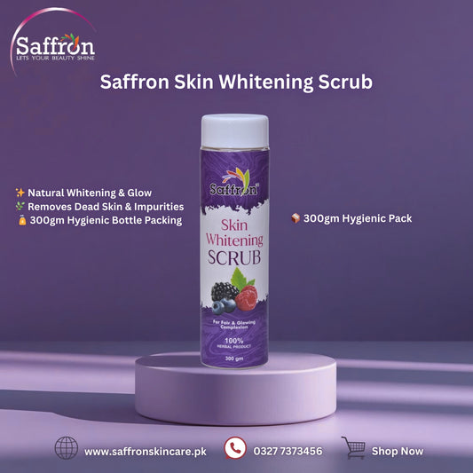Saffron Skin Whitening Scrub 300gm – Gentle Exfoliation for Bright, Smooth & Glowing Skin