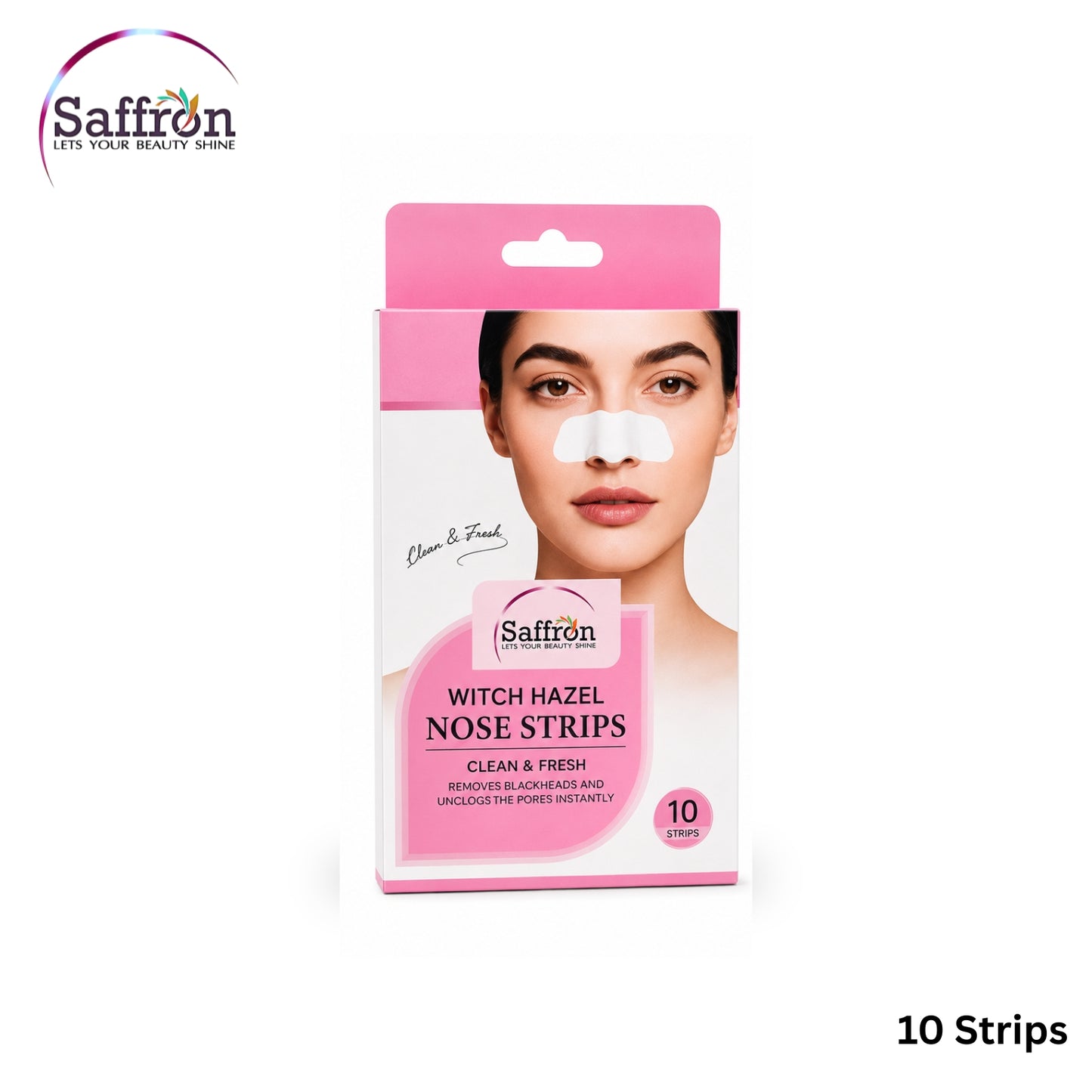 Saffron Witch Hazel Nose Strips – Blackhead Remover & Pore Cleansing Strips (10 Strips)