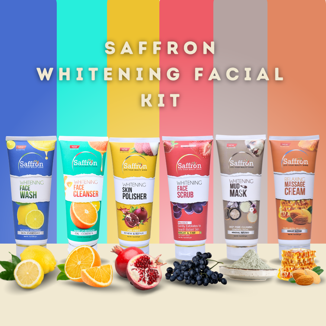 Unlock Radiant, Glowing Skin with the Saffron Whitening Facial Kit!