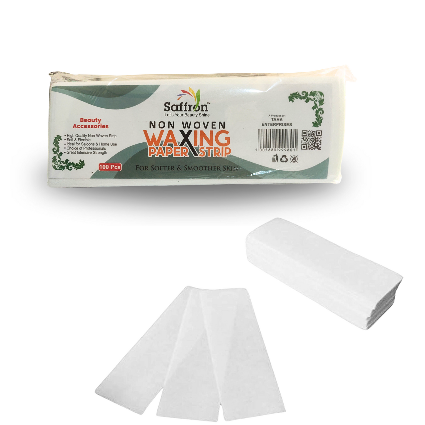 Saffron Non Woven Waxing Paper Strip (100 Pcs)