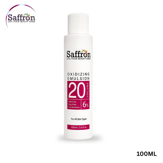 Saffron Oxidizing Emulsion 20 Volume (6%) Developer Cream – 100ml | Professional Hair Color & Bleach Developer