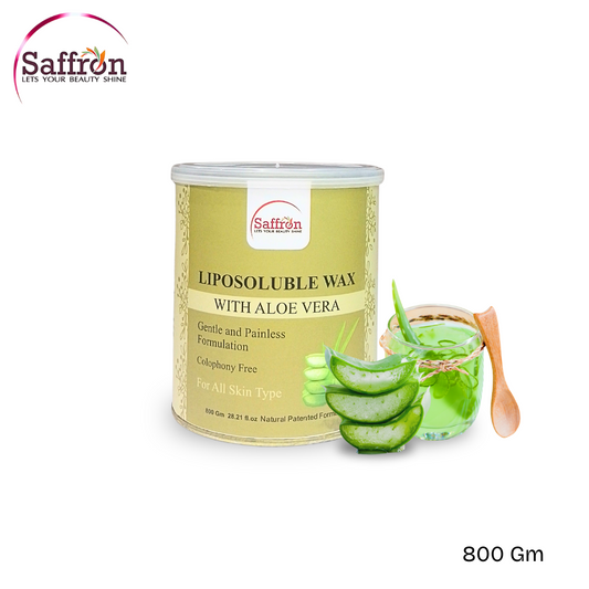 Saffron Liposoluble Wax with Aloe Vera – 800g | Painless Hair Removal | For All Skin Types | Colophony-Free