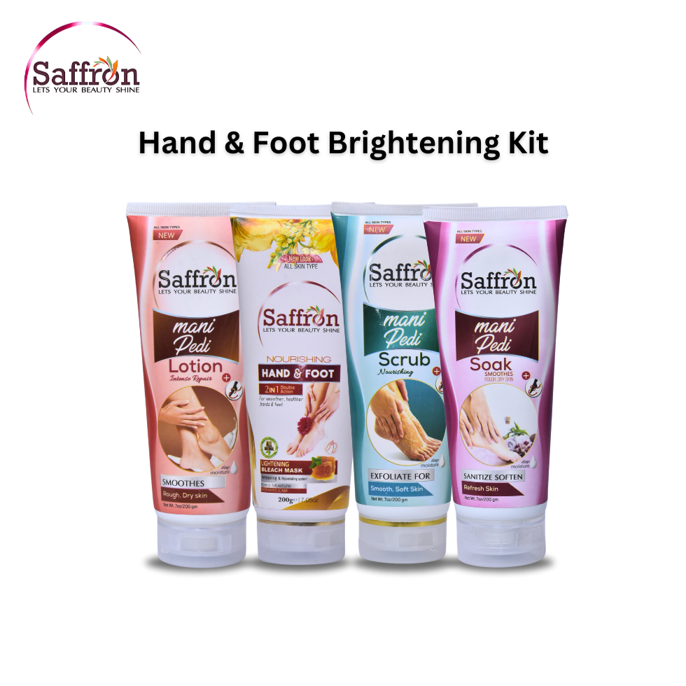 Saffron Hand & Foot Brightening Kit - 4-Step Mani Pedi Care for Smooth, Radiant Skin