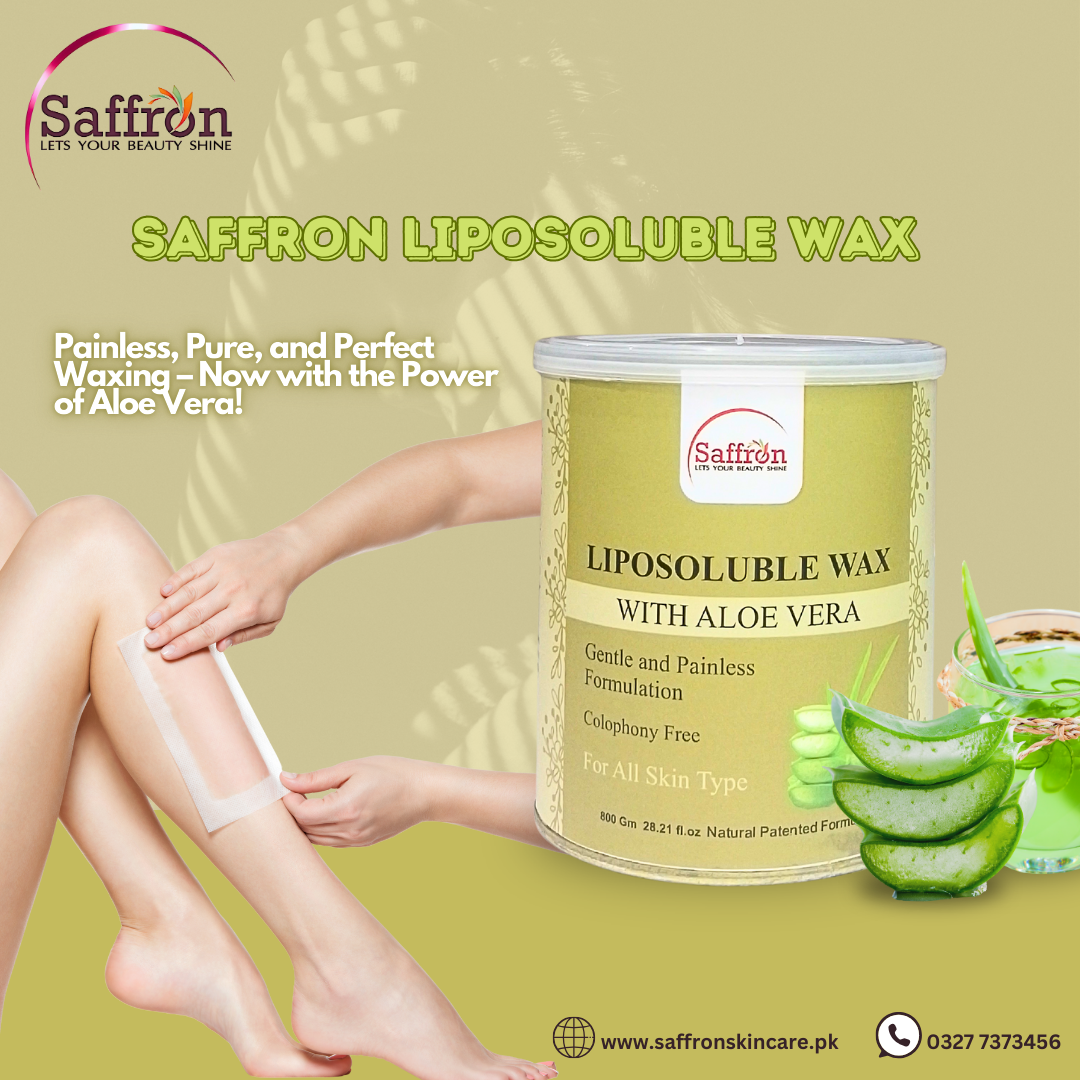 Saffron Liposoluble Wax with Aloe Vera – 800g | Painless Hair Removal | For All Skin Types | Colophony-Free