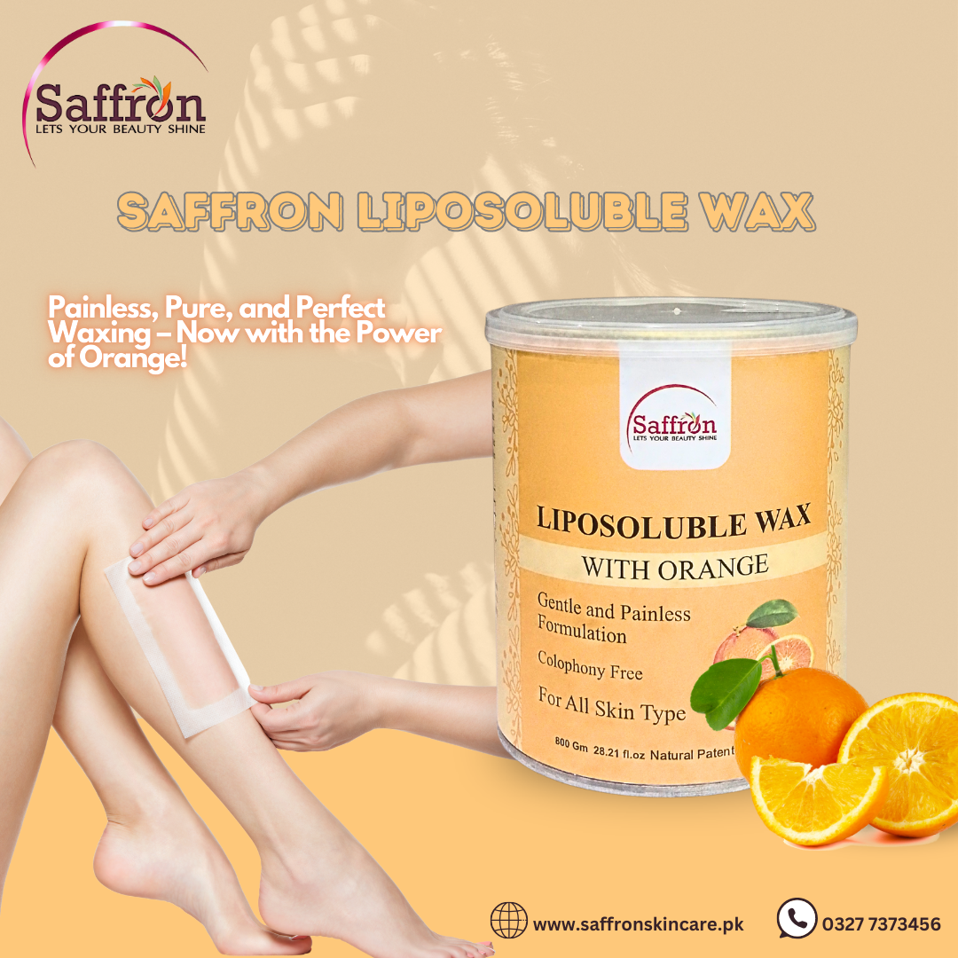 Saffron Liposoluble Wax with Orange – 800g | Painless Hair Removal | For All Skin Types | Colophony-Free