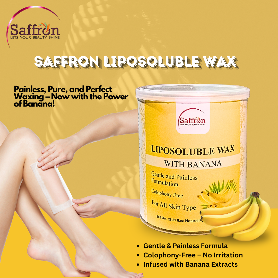 Saffron Liposoluble Wax with Banana – 800g | Painless Hair Removal | For All Skin Types | Colophony-Free