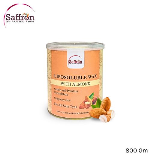 Saffron Liposoluble Wax with Almond – 800g | Painless Hair Removal | For All Skin Types | Colophony-Free